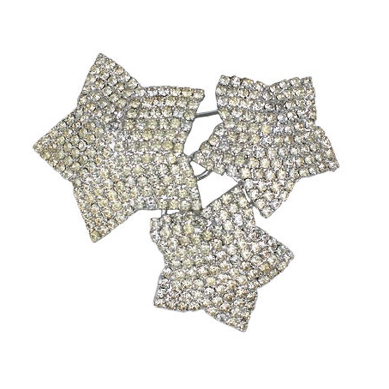 Pauline Trigere Pave Stars Brooch For Sale