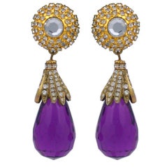 Vintage Del Lillo Pave and Lucite Earrings