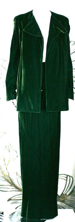 Black Halston Nile Green Bias Silk Velvet For Sale