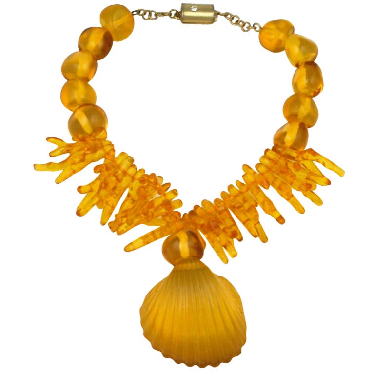 Ugo Correani Resin Shell and Coral Necklace
