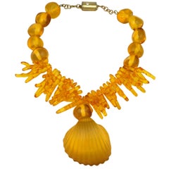 Ugo Correani Resin Shell and Coral Necklace
