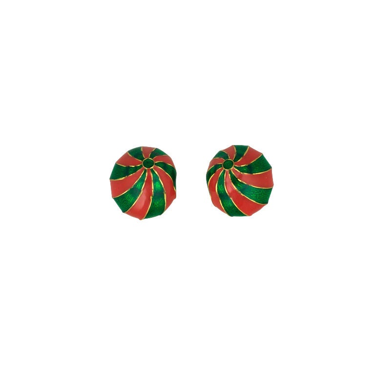 Ciner Enamel Shell Earrings