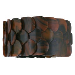 Unusual French Bakelite Fish Scale Bracelet 12