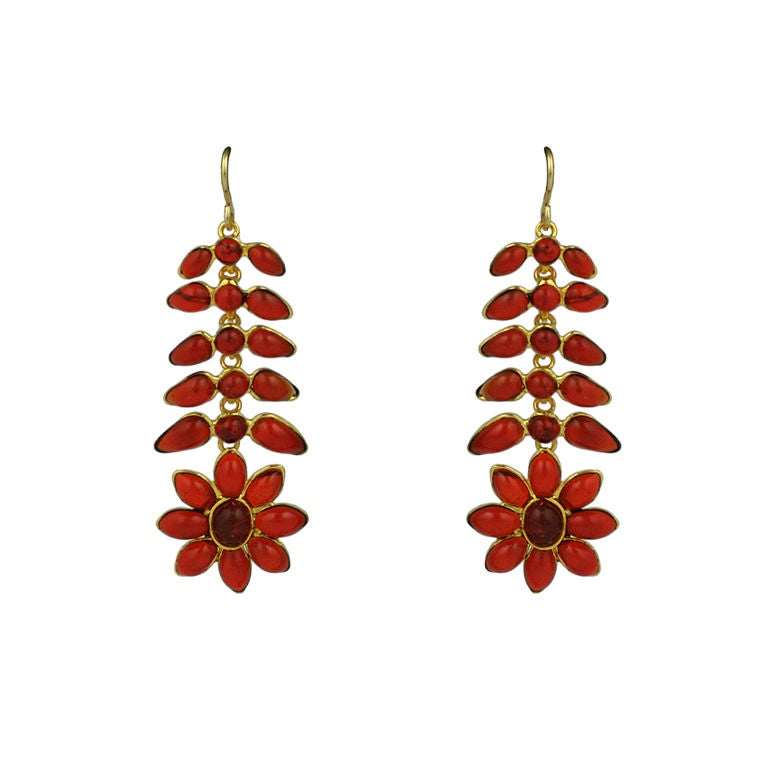 Ruby Poured Glass Georgian Earring, MWLC Collection For Sale