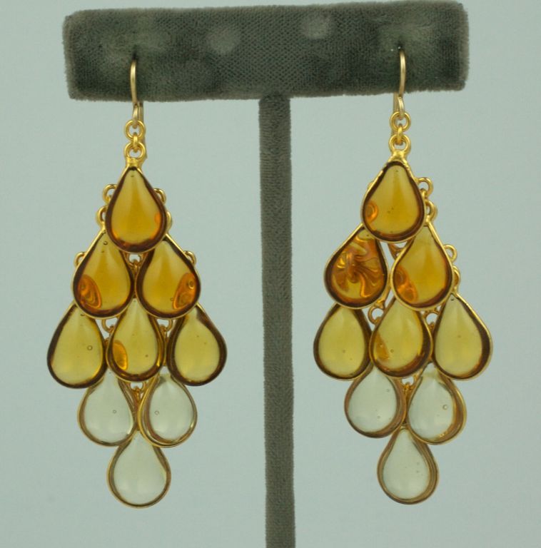 MWLC Collection Citrine Ombre Drop Poured Glass Earrings In New Condition For Sale In New York, NY