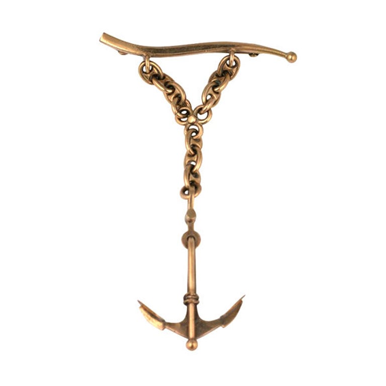 Victorian Gold Anchor Brooch For Sale