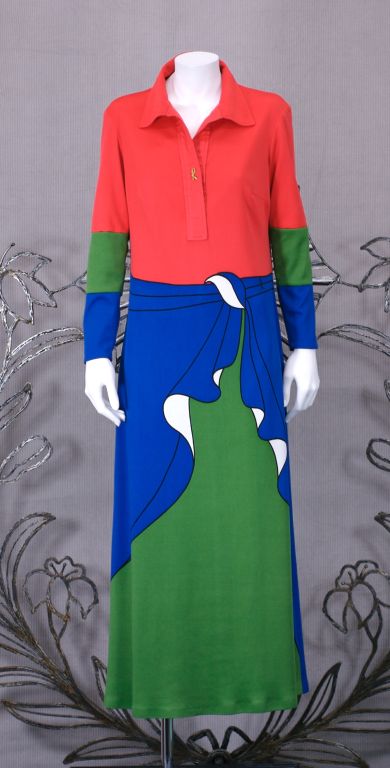 Blue Roberta di Camerino Trompe L'Oeil Dress For Sale