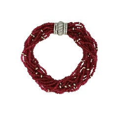 Ciner Ruby Pate de Verre and Pave Rondel Necklace 2