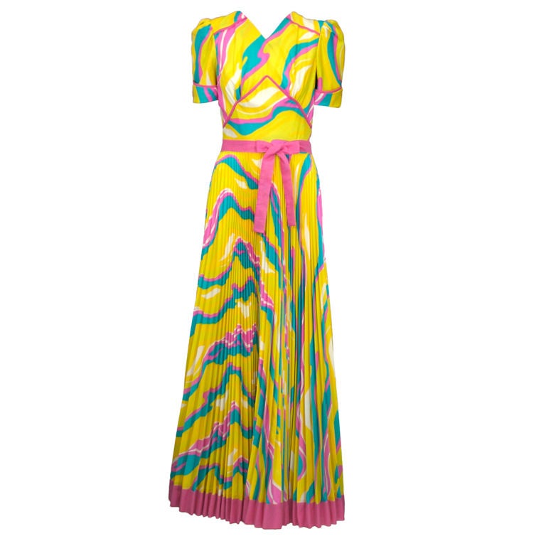 open lace back dress Sunburst Pleated Shirt Gown