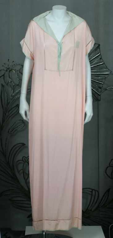 1920s Pink and Celadon Silk Gown In Excellent Condition In New York, NY