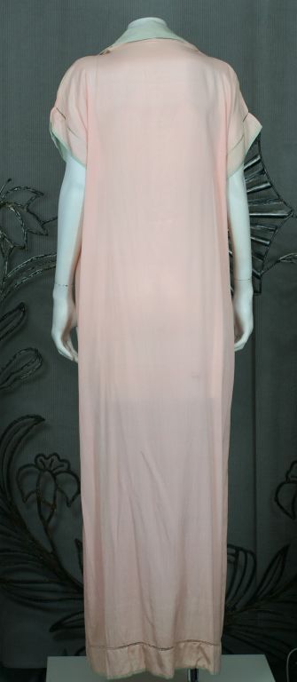 Gray 1920s Pink and Celadon Silk Gown