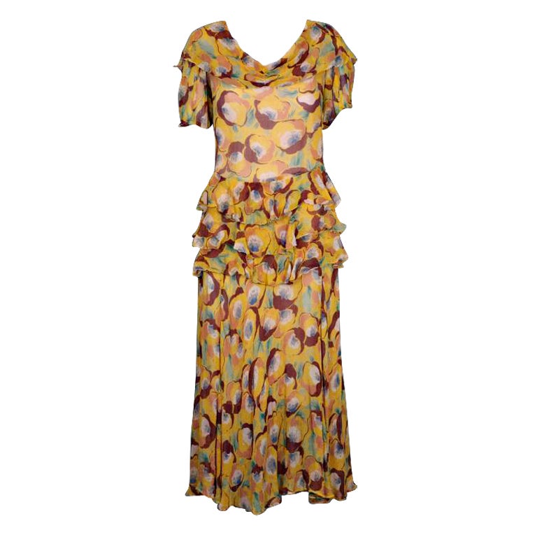 Deco Chiffon Print Dress For Sale