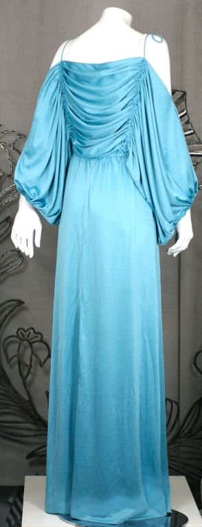 Blue Draped Jersey Gown by Paraphernalia