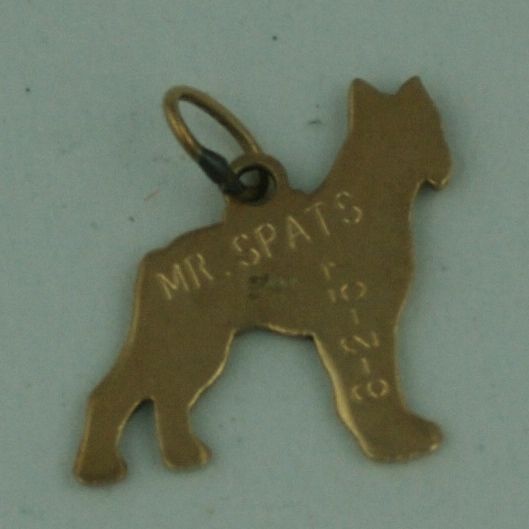 Cute 14K brown and white enamel boxer charm perfect for the dog afficionado. Engraved 