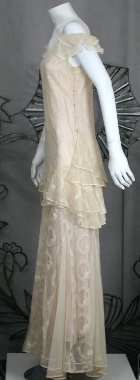 Gray Re-embroidered Deco Lace and Tulle Dance Dress