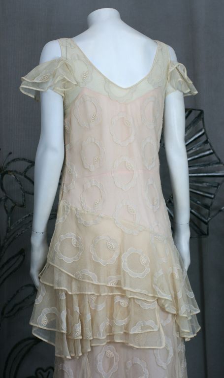 Re-embroidered Deco Lace and Tulle Dance Dress In Excellent Condition In New York, NY