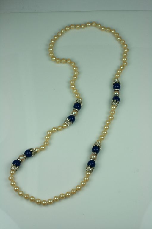 Women's Long KJL Pearls with Pave Stations For Sale