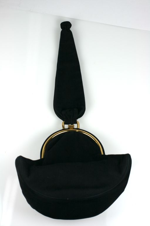 Black 1940's Figural Suede Bag