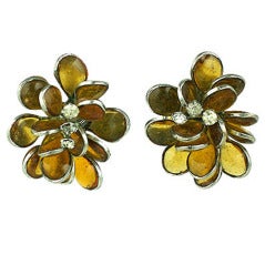 Boucles d'oreilles pétales de citrine en verre coulé