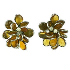 Poured Glass Citrine Petal Earrings