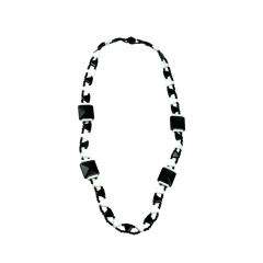 Vintage Miriam Haskell Black and White Glass Necklace