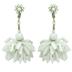 Miriam Haskell Summer White Earrings 9