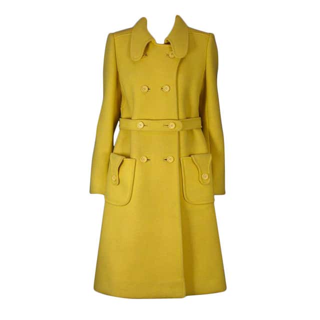 1960's Courreges Beige and Lime Green Coat at 1stDibs