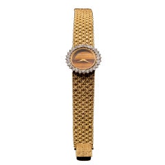 Retro Bueche-Girod Lady's Yellow Gold, Diamond, Tiger's Eye Wristwatch