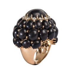 Ebony Diamond Gold Dome Ring