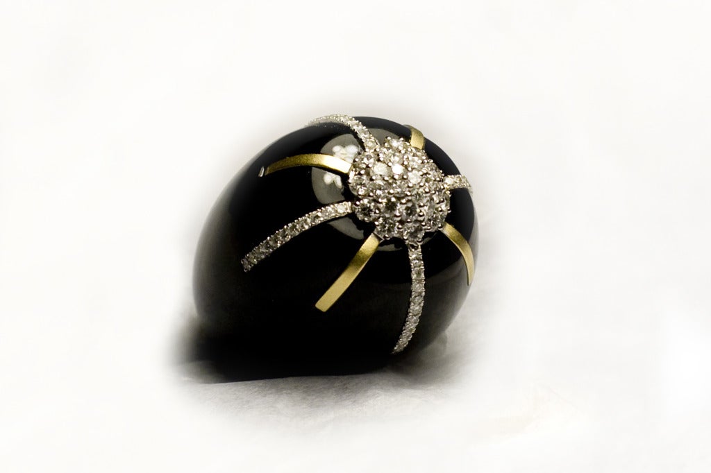 Onyx Diamond Gold Ring