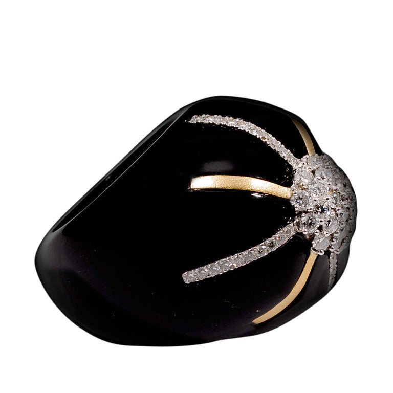 Onyx Diamond Gold Ring at 1stdibs