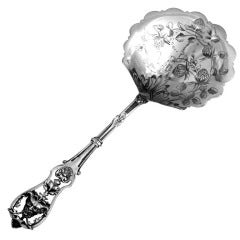 Antique BOULENGER French All Sterling Silver Strawberry Spoon Satyr Mask