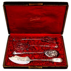 SOUFFLOT Fabulous French All Sterling Silver Hors D'Oeuvre Set 4pc Original Box