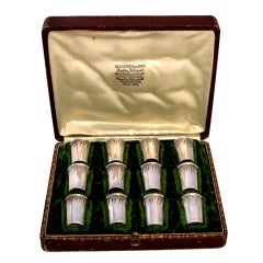 Gorgeous French Sterling Silver Vermeil Liquor Cups 12pc with Original Box Rococo