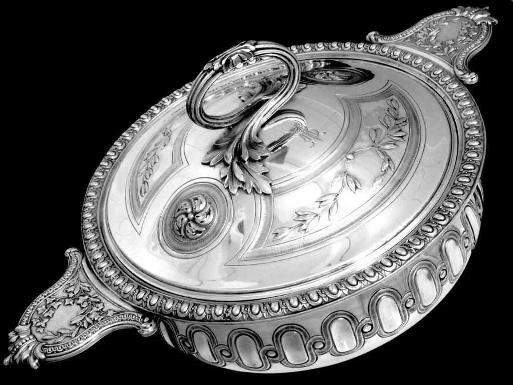 PUIFORCAT Rare French Sterling Silver Ecuelle Covered Serving Dish/Tureen 1
