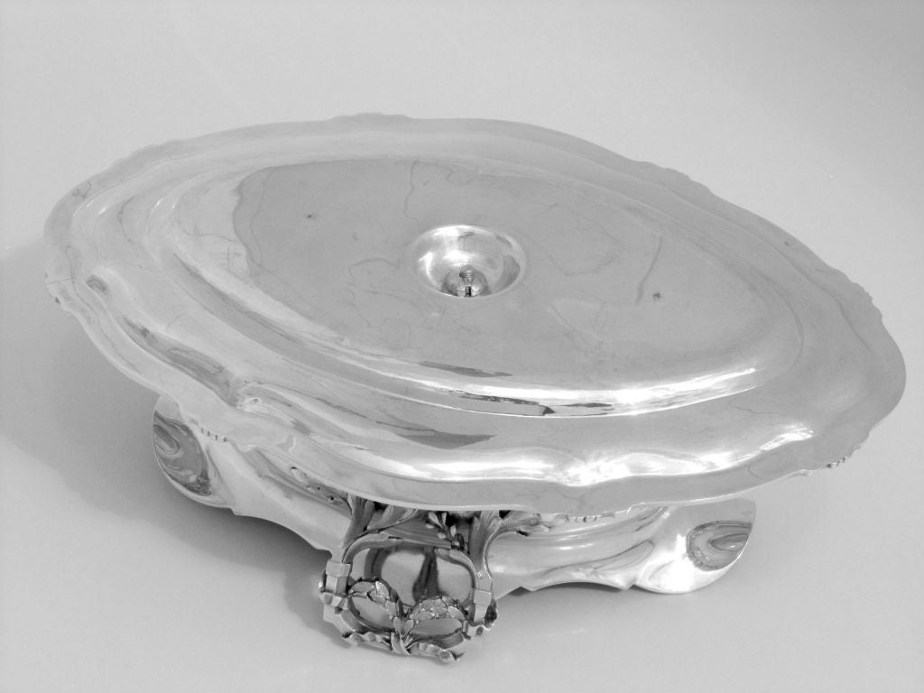 BOIVIN Exceptional French All Sterling Silver Gravy/Sauce Boat w/Tray Louis XVI pattern 4