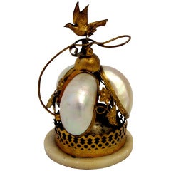 Antique French Mother of Pearl Gilt Ormolu Hotel or Servant Bell Napoleon III Period