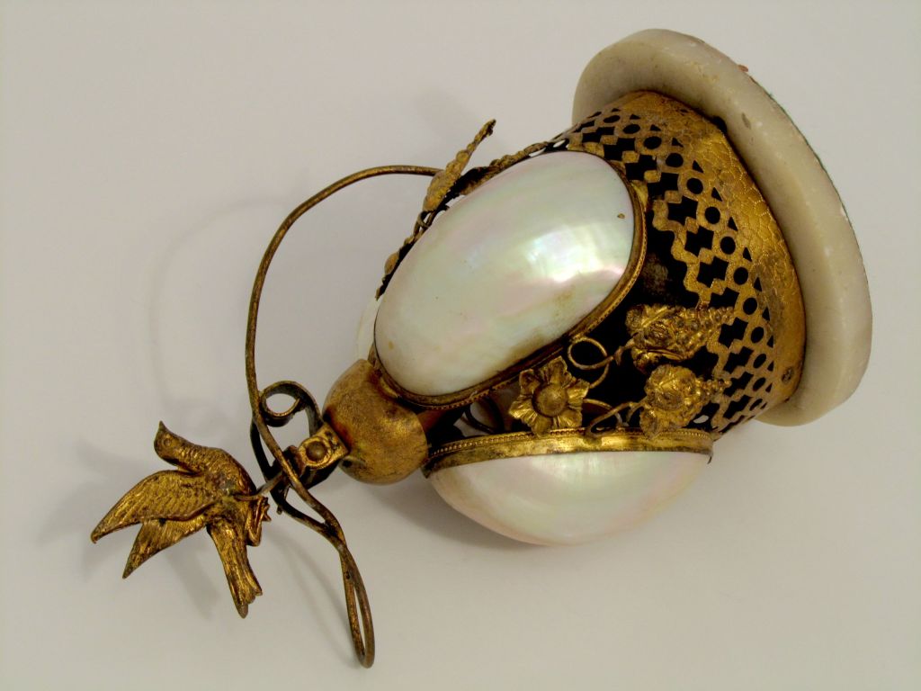 Women's or Men's Antique French Mother of Pearl Gilt Ormolu Hotel or Servant Bell Napoleon III Period