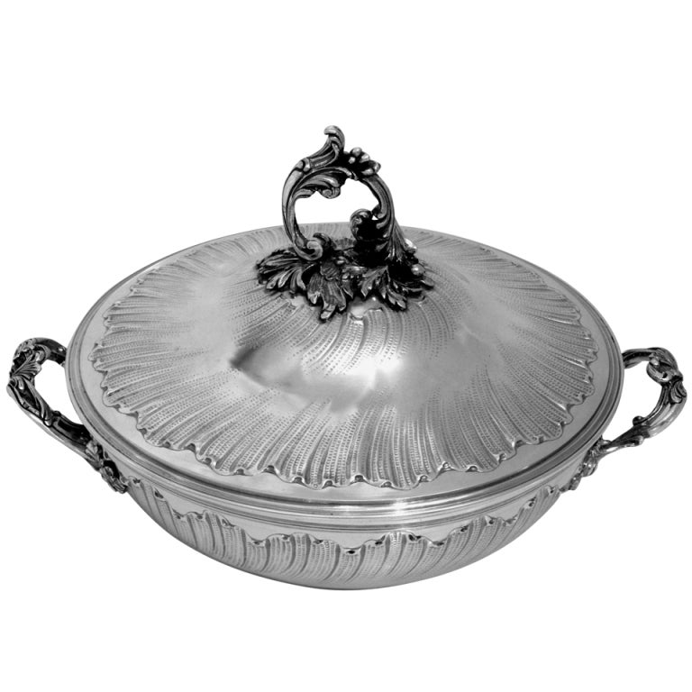 Gavard Fabulous French Sterling Silver Covered Serving Dish/Tureen Rococo For Sale