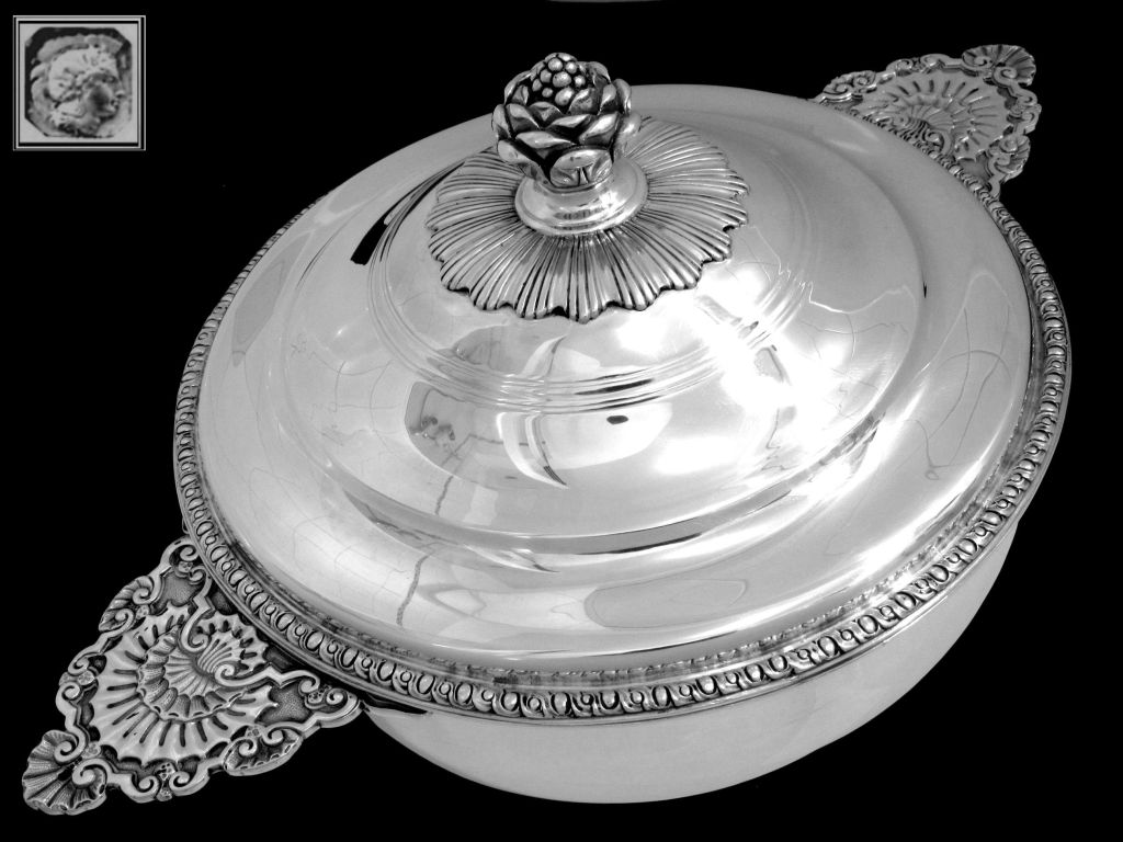 Art Nouveau Fabulous French Sterling Silver Ecuelle, Covered Serving Dish/Tureen Rococo
