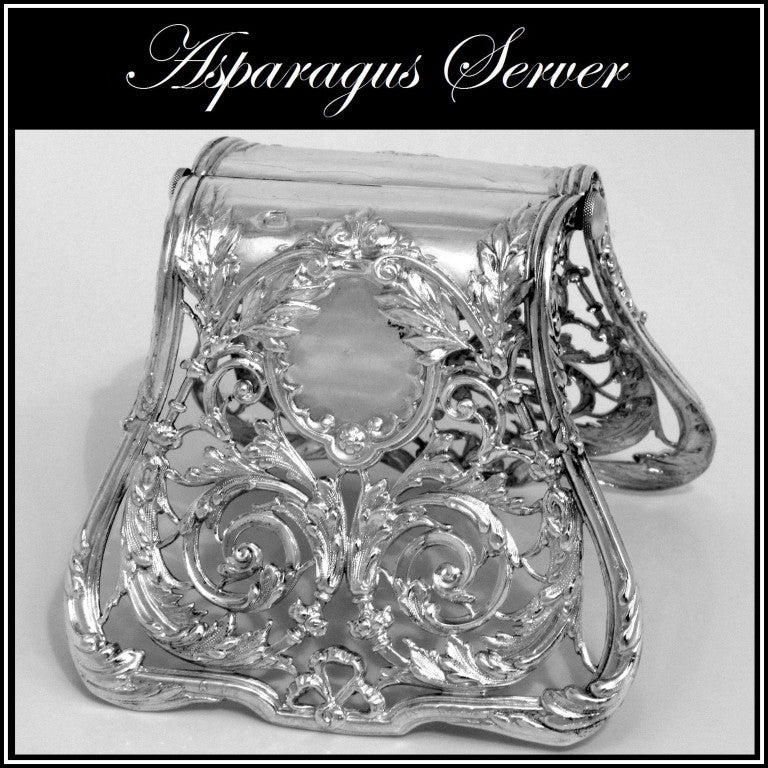 Christofle-Debain Gorgeous French Silver Asparagus/Sandwich Grip Rococo Pattern