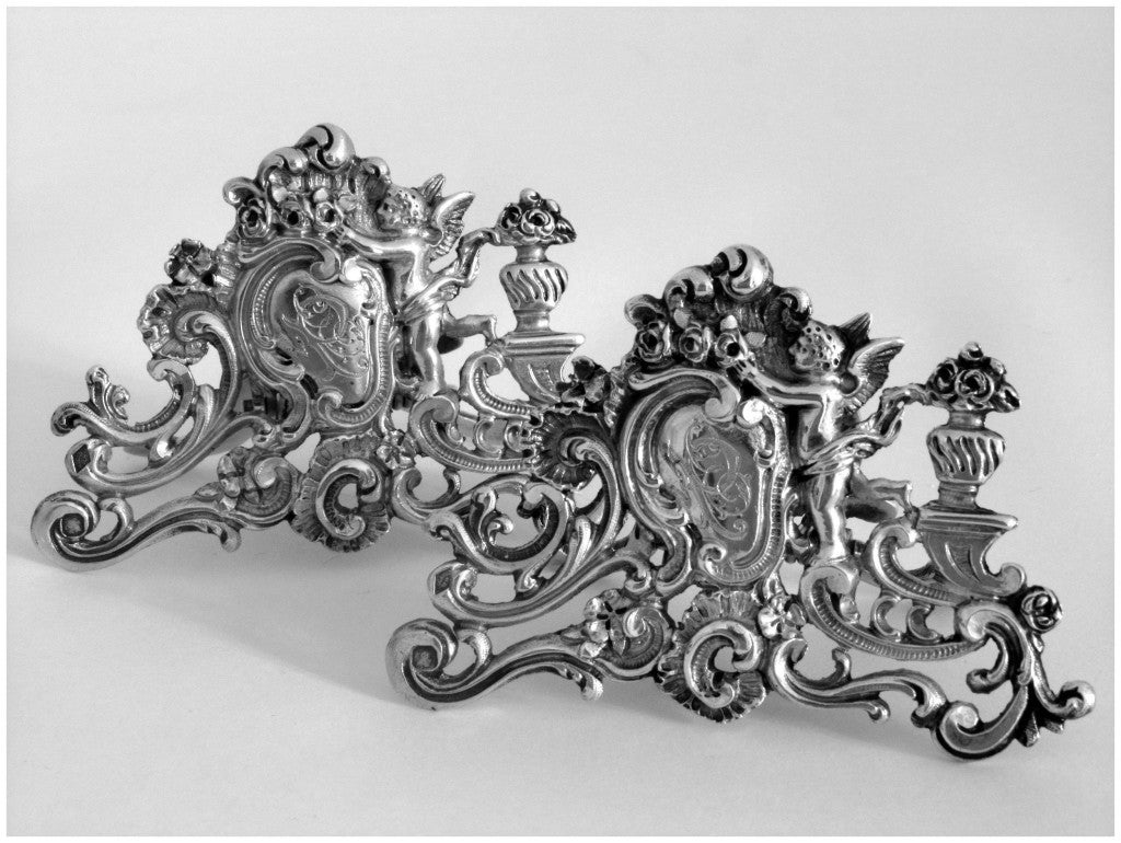 Women's or Men's Fabulous Pair French All Sterling Silver Menu/Place Holders Cherubs