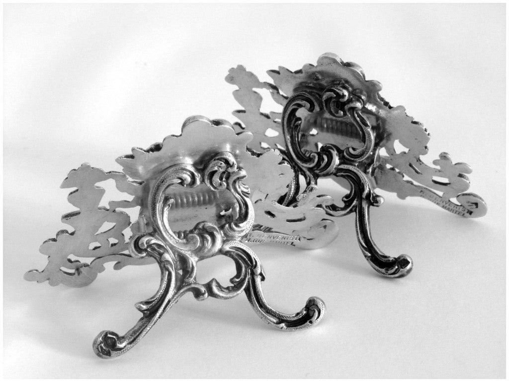 Fabulous Pair French All Sterling Silver Menu/Place Holders Cherubs 2