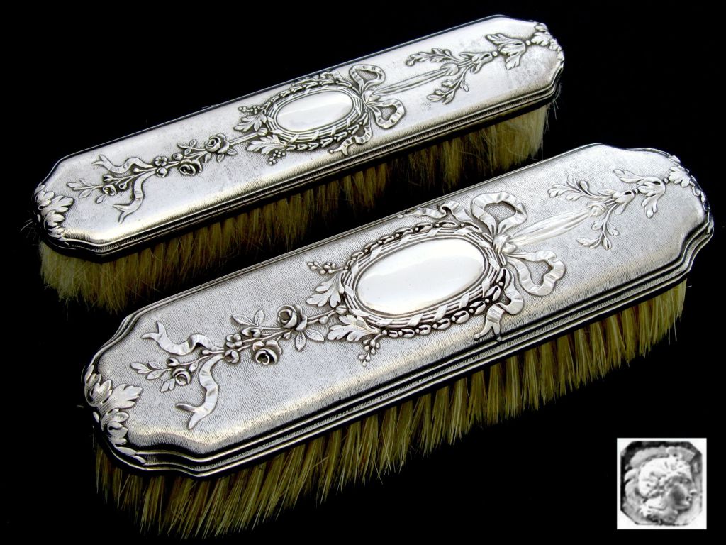French Sterling Silver Travel Vanity Set 10 pc w/Original Case 1