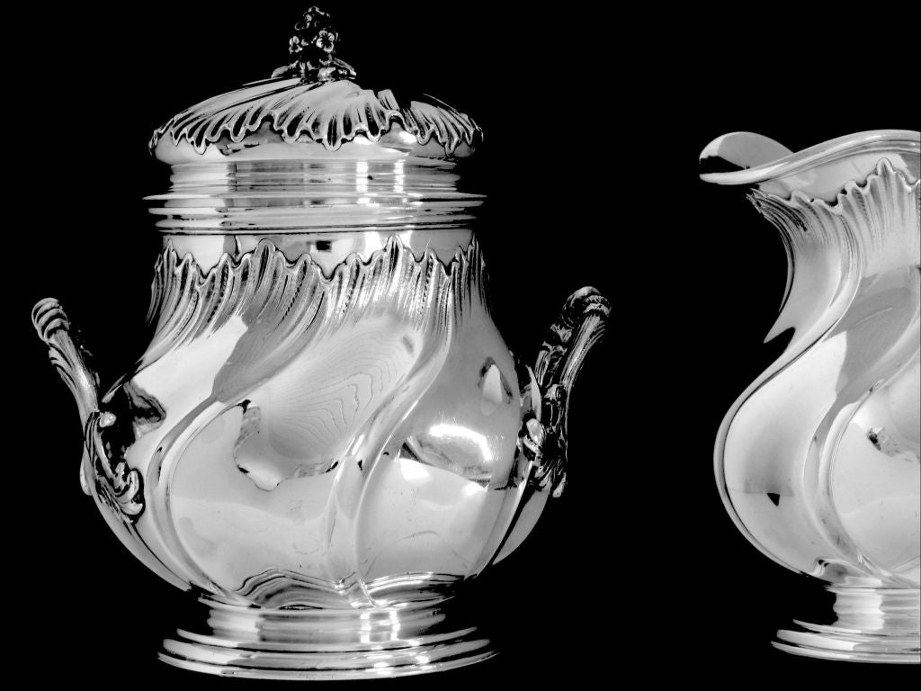 Women's or Men's Antique French All Sterling Silver Tea and Chocolate/Coffee Set 4 pc Rococo