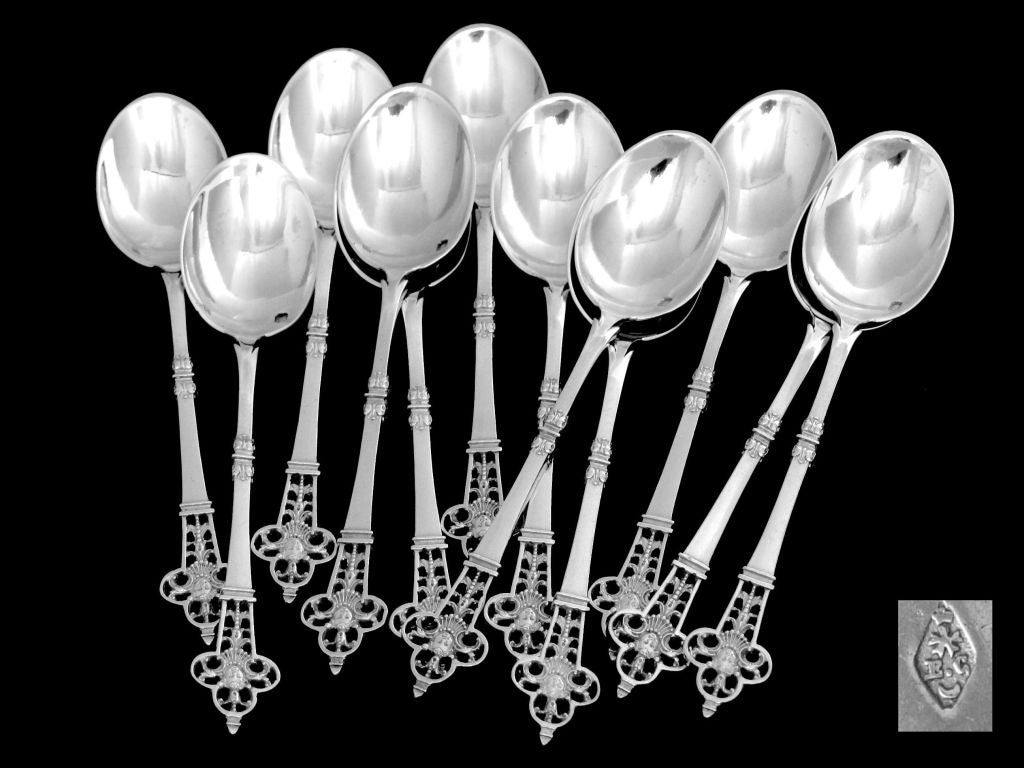 CARDEILHAC Masterpieces French Sterling Silver Tea Spoons Set 12 pc Renaissance 

Extremely rare 
