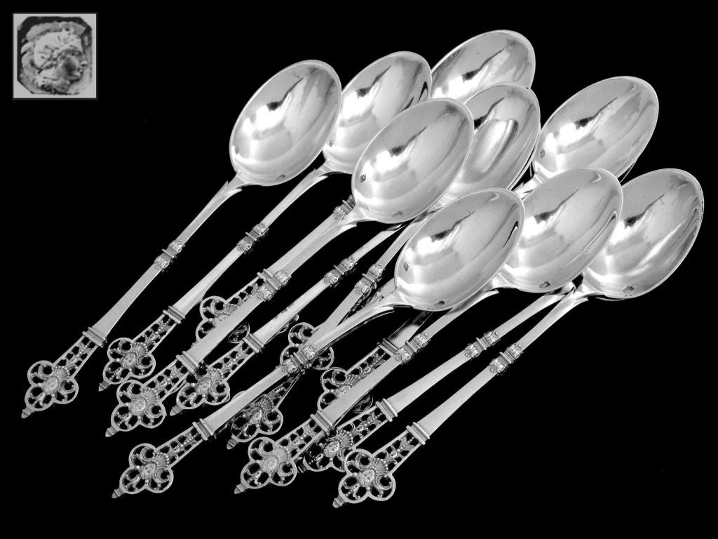 Women's or Men's CARDEILHAC French Sterling Silver Tea Spoons Set 12 pc