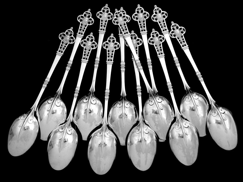 CARDEILHAC French Sterling Silver Tea Spoons Set 12 pc 3