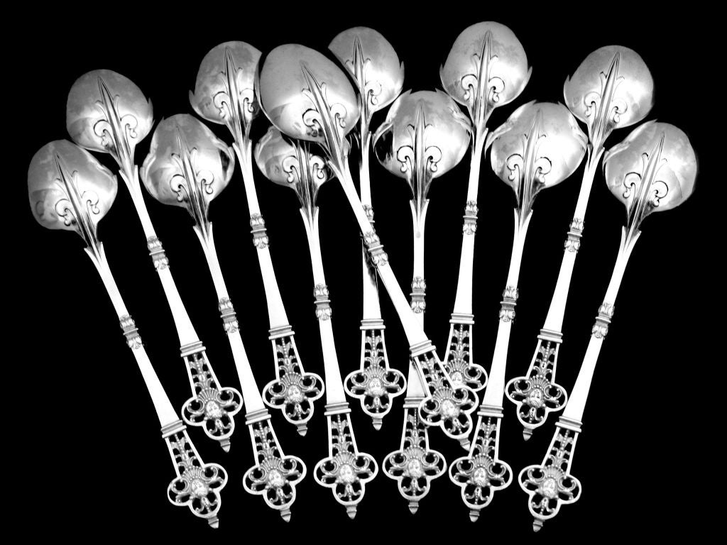 CARDEILHAC French Sterling Silver Tea Spoons Set 12 pc 4