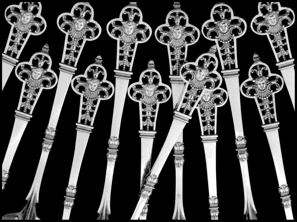 CARDEILHAC French Sterling Silver Tea Spoons Set 12 pc 5